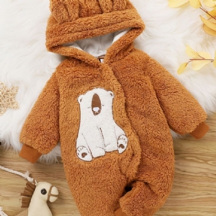 Spædbørns Hættetrøje Tegneseriedyr Langærmet Plys Jumpsuit Til Baby Drenge Piger Børn Tøj