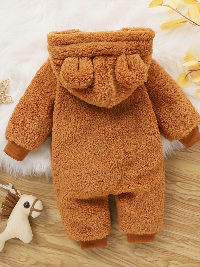 Spædbørns Hættetrøje Tegneseriedyr Langærmet Plys Jumpsuit Til Baby Drenge Piger Børn Tøj