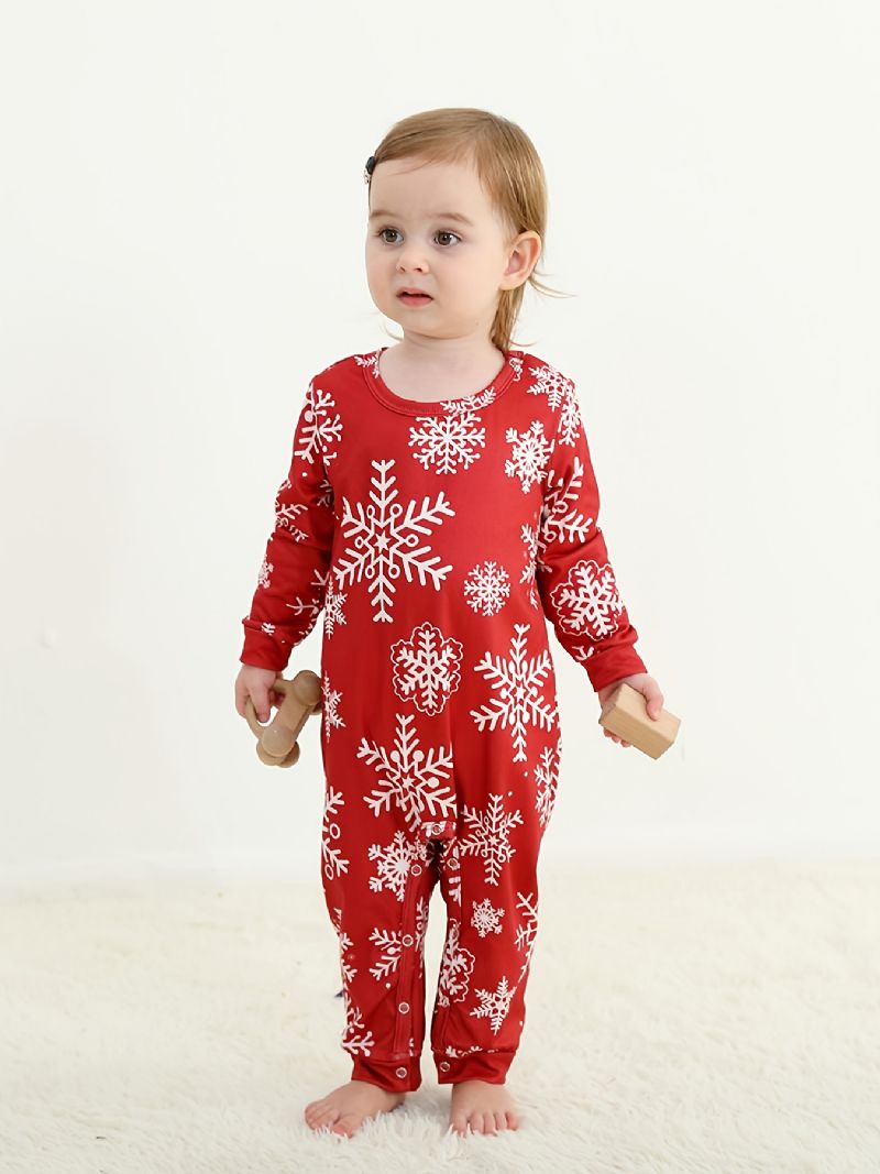 Toddler Baby Christmas Snowflake Print Langærmet Jumpsuit Rompers Til Drenge Piger