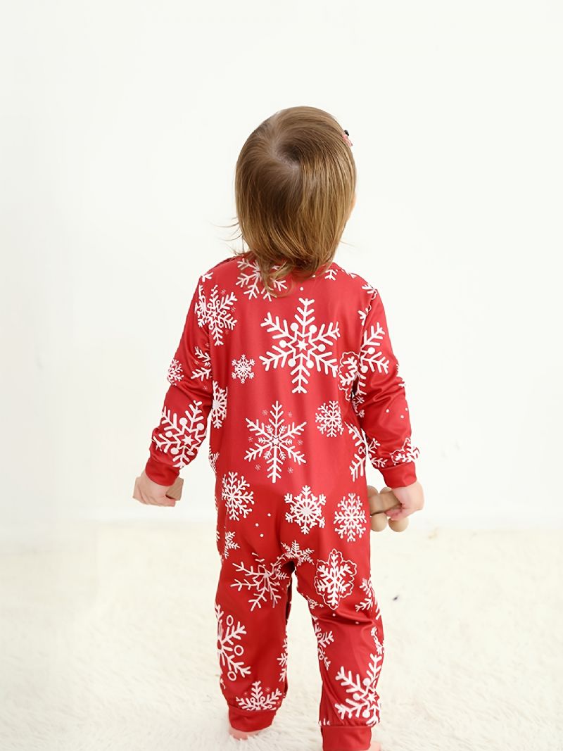 Toddler Baby Christmas Snowflake Print Langærmet Jumpsuit Rompers Til Drenge Piger