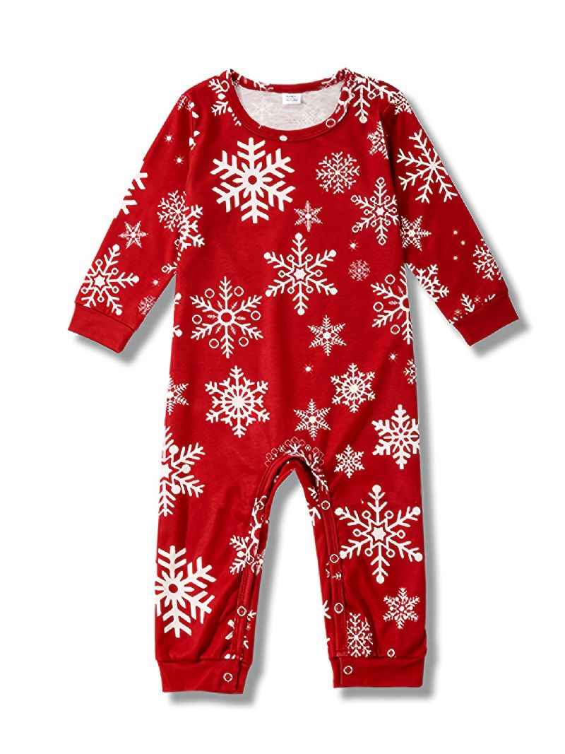 Toddler Baby Christmas Snowflake Print Langærmet Jumpsuit Rompers Til Drenge Piger