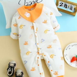 Toddler Baby Fortykket Varm Jumpsuit Nummer Print Rund Hals Langærmet Bukse Til Drenge Piger