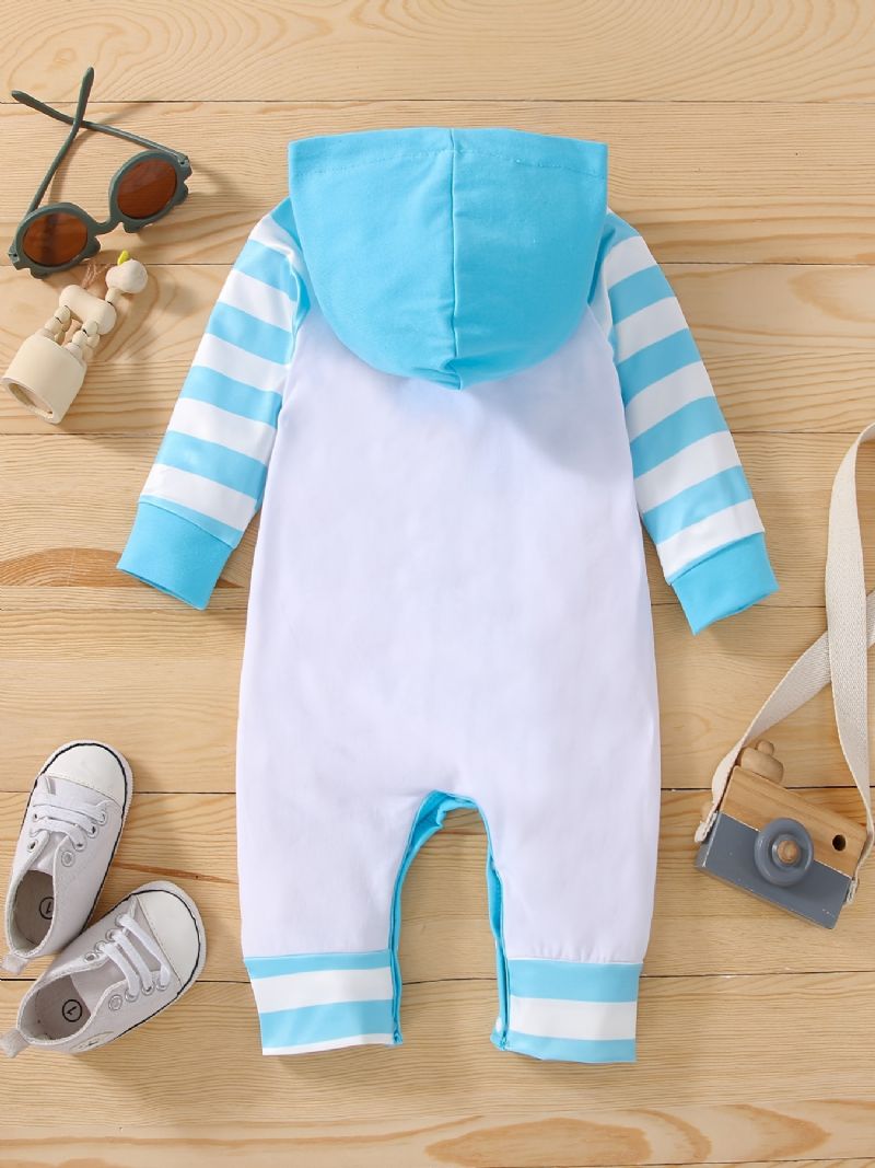 Toddler Baby Hætte Jumpsuit Brev Print Langærmet Rullebukser Til Drenge Piger