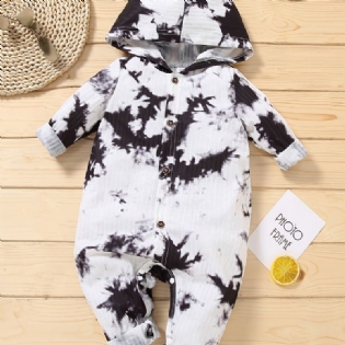 Toddler Baby Hætte Jumpsuit Tie Dye Langærmet Romper Til Drenge Piger