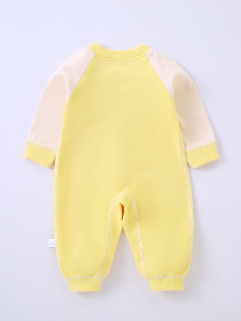 Toddler Baby Jumpsuit Bjørn Broderi Rund Hals Langærmet Rullebukser Til Drenge Piger