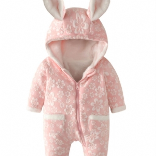 Toddler Baby Jumpsuit Kanin Blomster Print Langærmet Lynlås Romper Til Drenge Piger