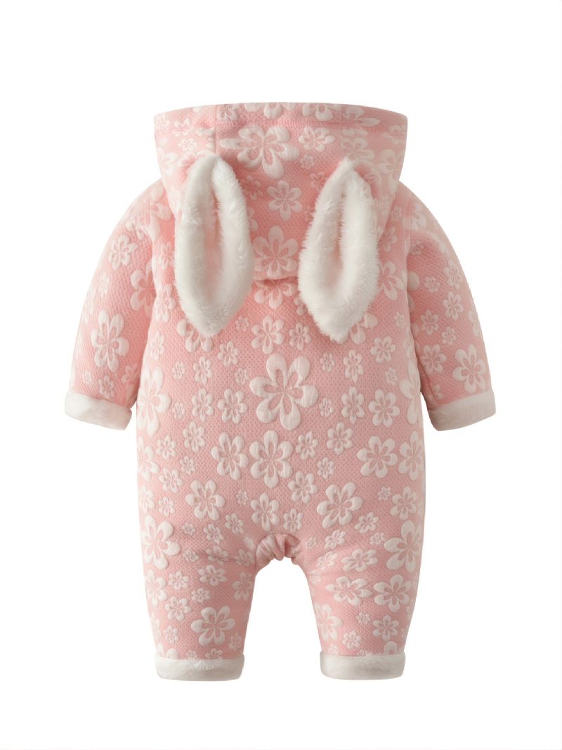 Toddler Baby Jumpsuit Kanin Blomster Print Langærmet Lynlås Romper Til Drenge Piger