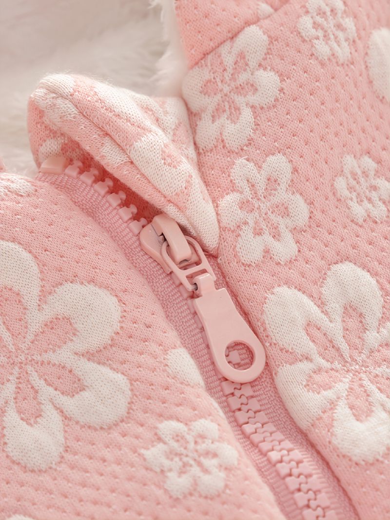 Toddler Baby Jumpsuit Kanin Blomster Print Langærmet Lynlås Romper Til Drenge Piger