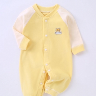 Toddler Baby Jumpsuit Tiger Broderi Rund Hals Langærmet Rullebukser Til Drenge Piger