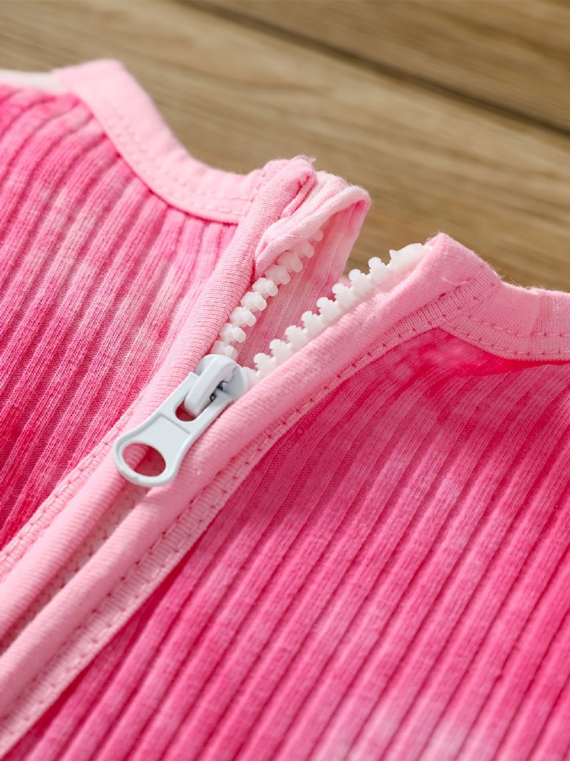 Toddler Baby Lynlås Jumpsuit Tie Dye Rund Hals Langærmet Rullebukser Til Drenge Piger