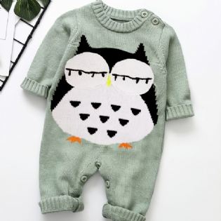 Toddler Baby Sweater Jumpsuit Broderi Rund Hals Langærmet Rullebukser Til Drenge Piger