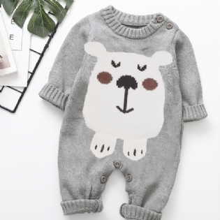 Toddler Baby Sweater Jumpsuit Dyr Mønster Rundhals Langærmet Romper Til Drenge Piger