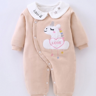 Toddler Baby Varm Jumpsuit Unicorn Print Rund Hals Langærmet Rullebukser Til Drenge Piger