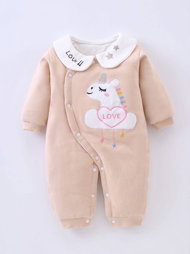 Toddler Baby Varm Jumpsuit Unicorn Print Rund Hals Langærmet Rullebukser Til Drenge Piger