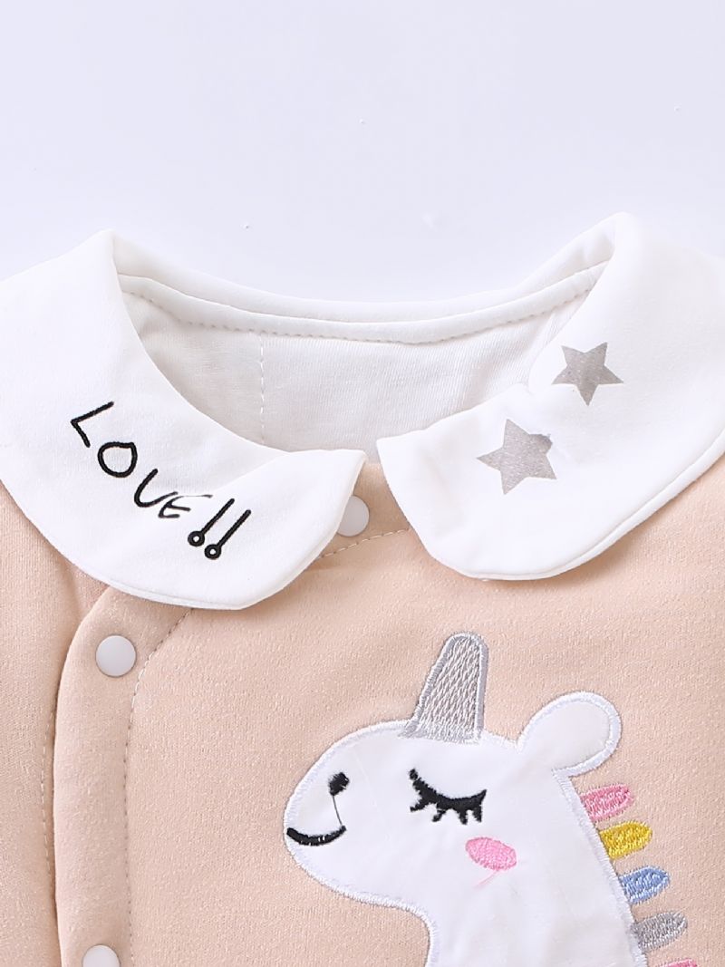 Toddler Baby Varm Jumpsuit Unicorn Print Rund Hals Langærmet Rullebukser Til Drenge Piger