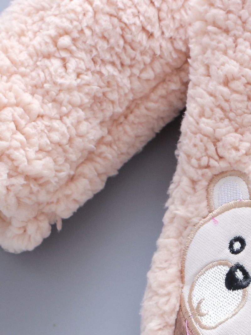Toddler Børn Brodery Bear Jumpsuit Med Hætte Fortykket