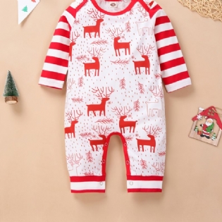 Toddler Newborn Baby Langærmet Christmas Elk Printet Romper Jumpsuit
