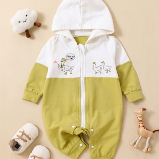 Toddler Newborn Baby Langærmet Sød Printet Hættetrøje Jumpsuit