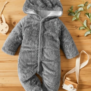 Unisex Baby Fleece Snedragt Bodysuit Footie Hættedragt Romper Jumpsuit Vinter Outwear Babytøj