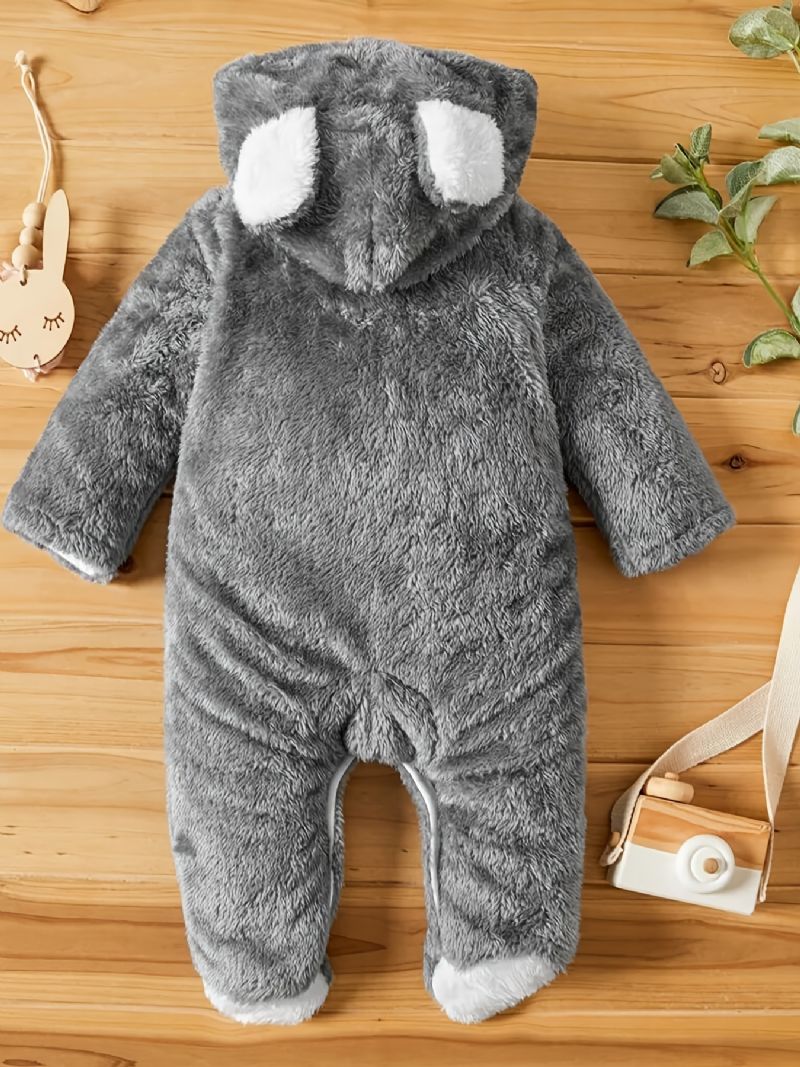 Unisex Baby Fleece Snedragt Bodysuit Footie Hættedragt Romper Jumpsuit Vinter Outwear Babytøj