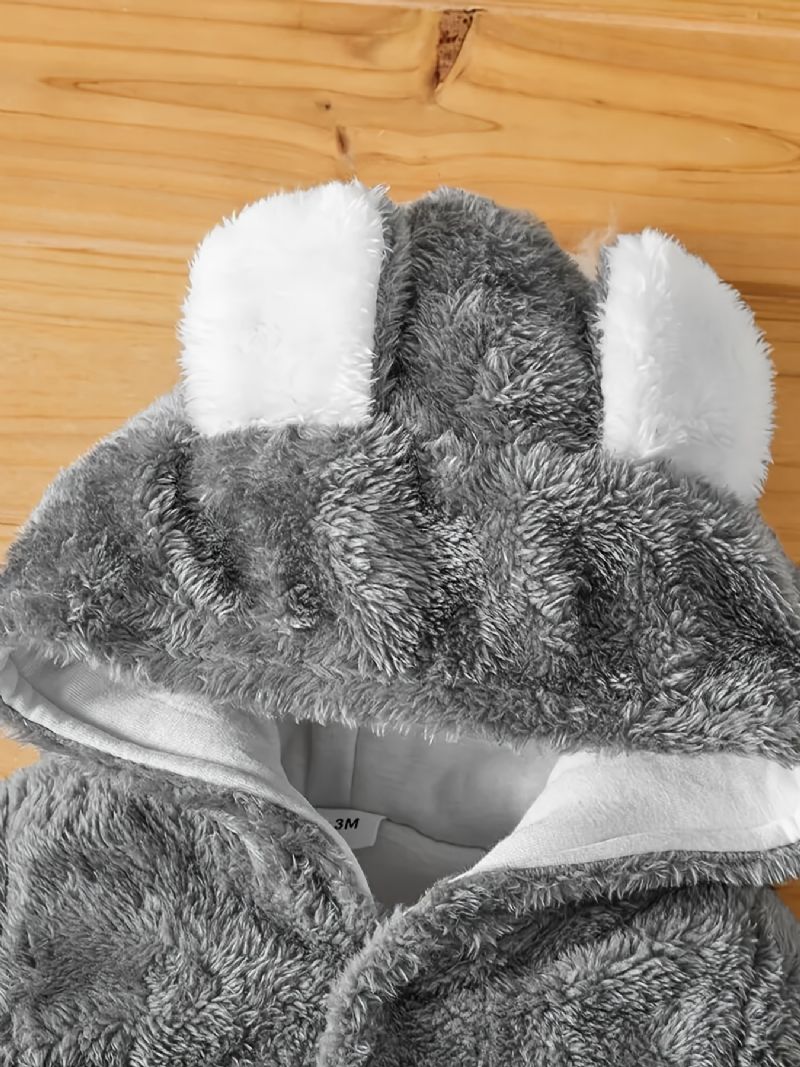 Unisex Baby Fleece Snedragt Bodysuit Footie Hættedragt Romper Jumpsuit Vinter Outwear Babytøj
