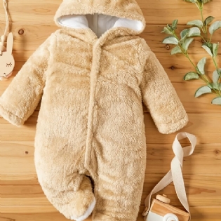 Unisex Baby Fleece Snedragt Bodysuit Footie Hættedragt Romper Jumpsuit Vinter Outwear Babytøj