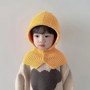 1 Stk Børn Solid Halstørklæder I Et Stykke Strikket Termohue Til Vinter