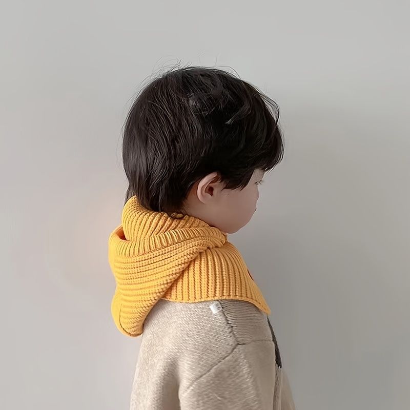 1 Stk Børn Solid Halstørklæder I Et Stykke Strikket Termohue Til Vinter
