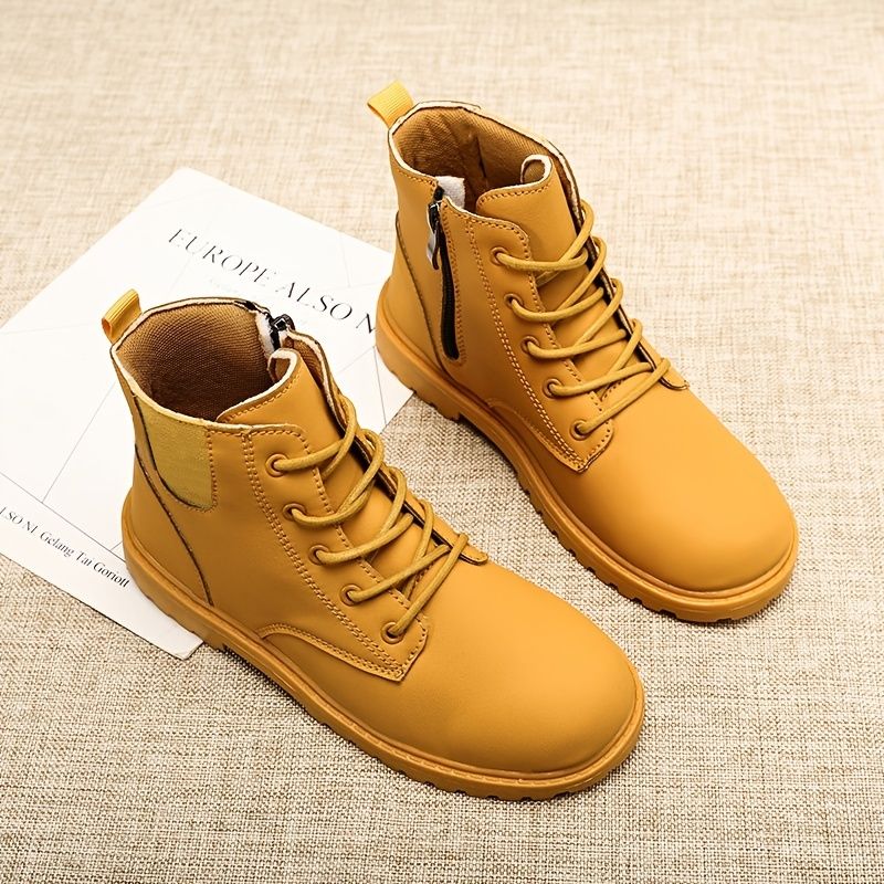 Drenge Casual Soft Sole Martin Støvler Vintage Vandtætte Lynlås Høje Støvletter Til Efterår Og Vinter