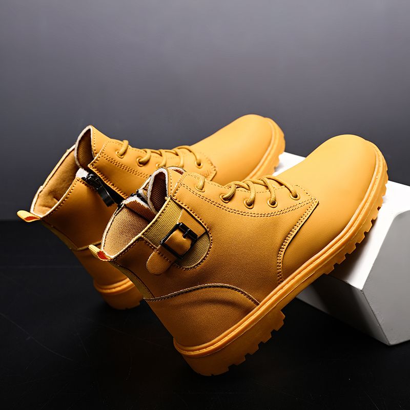 Drenge Casual Zip-up Martin-støvler Vintage Vandtæt Snørespænde High Top Booties Til Efterår Og Vinter