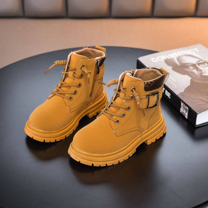 Drenge Støvler Læder Blødsåler Anti-slip High Top Sko Til Vinter