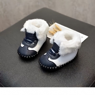 Varm Fleece Stitch First Walk Sko Hyggelige Skridsikre Snestøvler Til Baby Drenge Småbørn Spædbarn