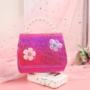 Babypiger Søde Sommerfugle Flower Decor Pearl Håndtaske Crossbody Bag Prinsesse Skuldertaske