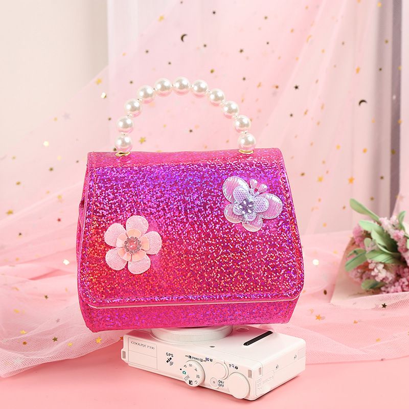 Babypiger Søde Sommerfugle Flower Decor Pearl Håndtaske Crossbody Bag Prinsesse Skuldertaske