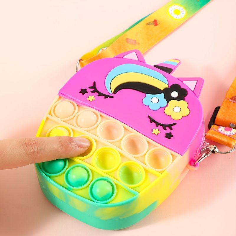 Børne Silikone Sød Unicorn Messenger Bag Møntpung Dekompression Pop Fidget Legetøj Til Drenge Piger