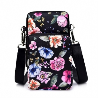 Piger Blomsterprint Neon Telefontaske Mini Crossbody Taske Casual Sportstaske