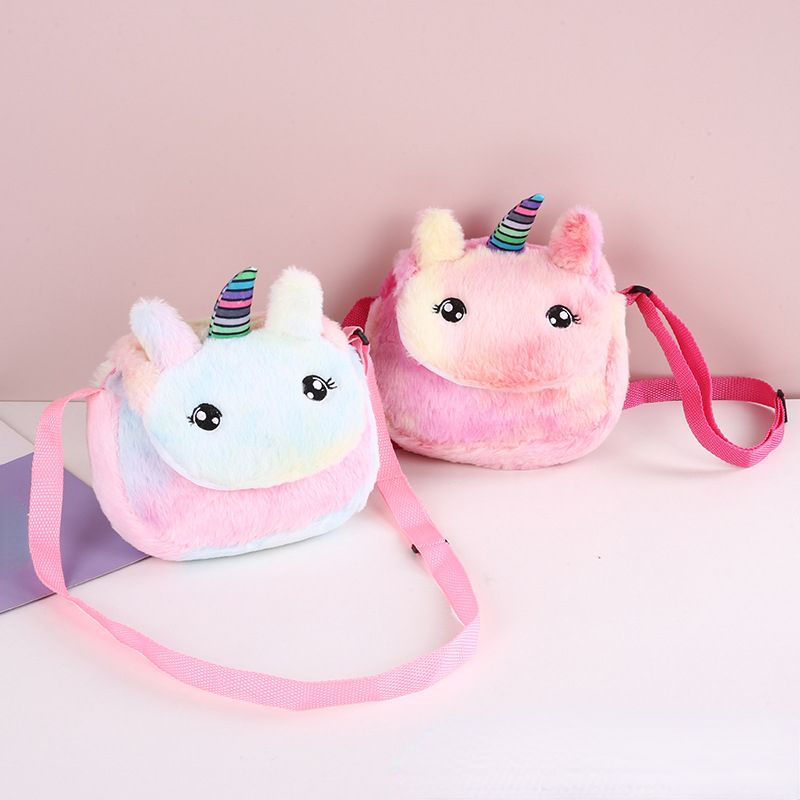 Piger Messenger Bag Cute Unicorn Plys Lynlås Skuldertaske Møntpung Børnegaver