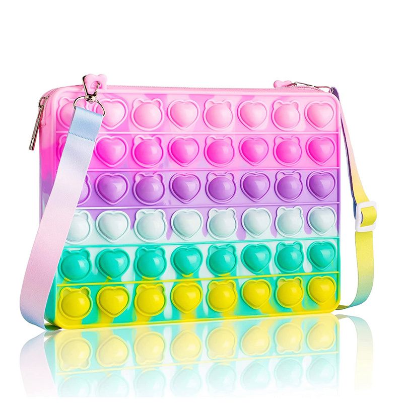 Piger Push Pop Bubble Squeeze Bag Colorblock Børnenyhed Crossbody Toy Baby Sød Taske