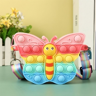 Piger Silikone Sød Butterfly Skuldertaske Justerbar Messenger Bag Møntpung Børnedekompression Pop Fidget Legetøj