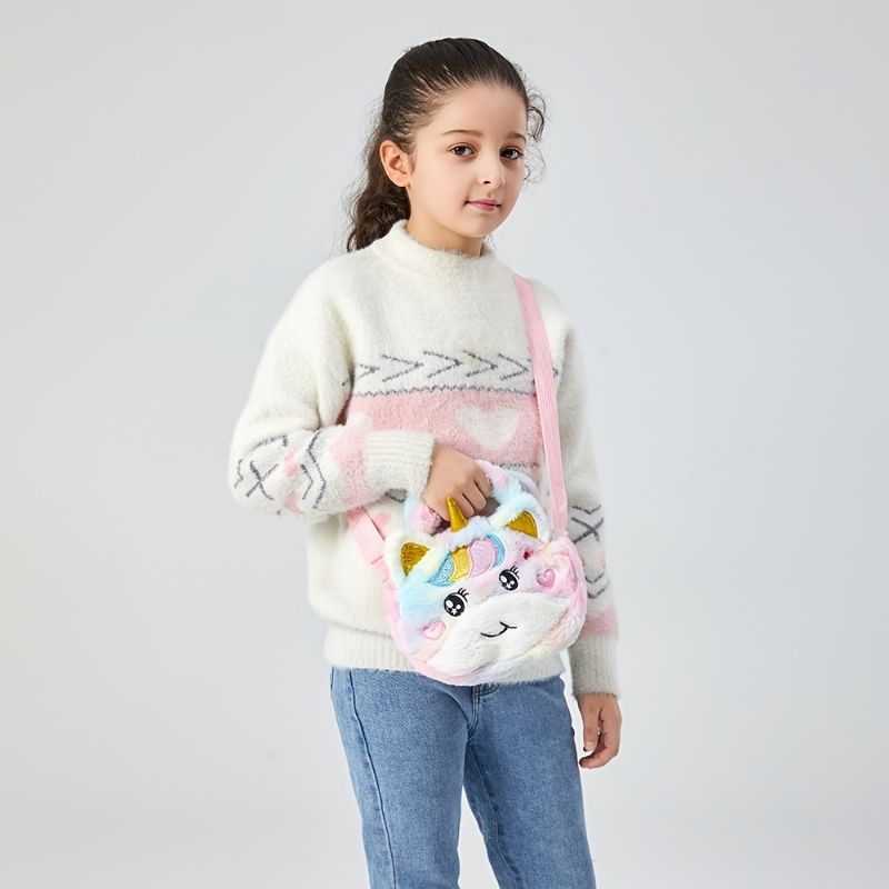 Piger Søde Farverige Unicorn Mønt Pung Stor Kapacitet Messenger Bag Håndtaske Gave Til Børn