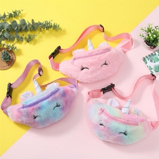 Piger Taljetaske Cute Unicorn Lynlås Plys Messenger Bag Møntpung Skuldertaske