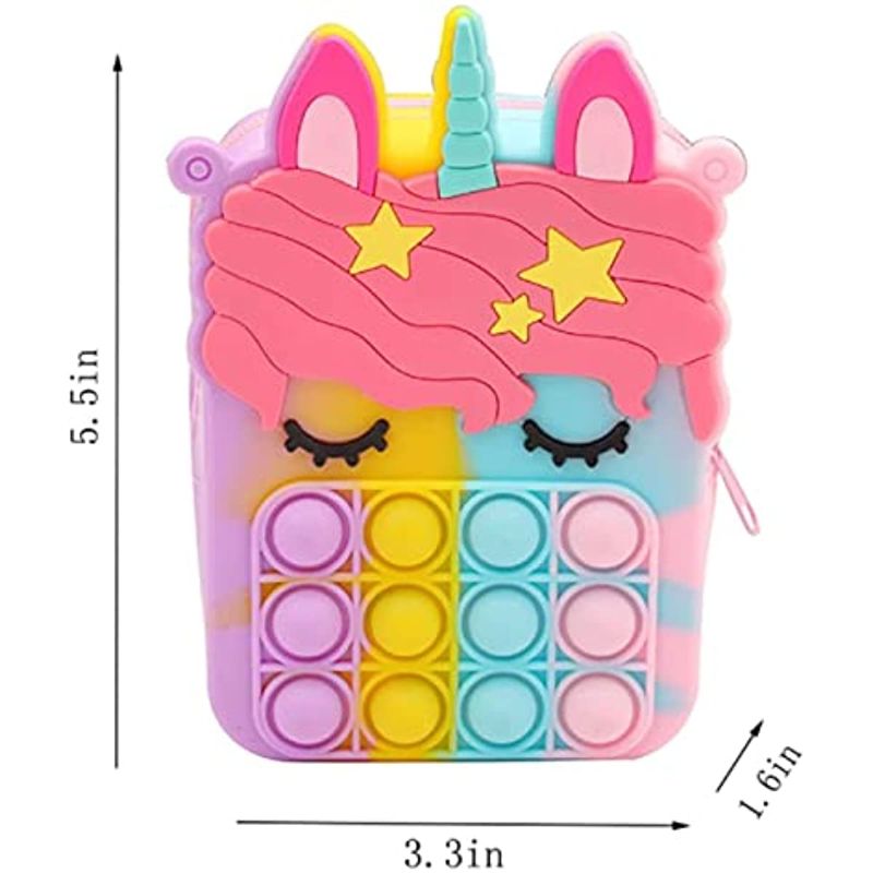 Pop It-pung Til Piger Unicorn Push Bubble Fidget Legetøj Crossbody-tasker Pop Sanselegetøj Til Børn