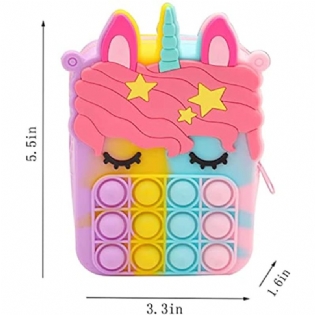 Pop It-pung Til Piger Unicorn Push Bubble Fidget Legetøj Crossbody-tasker Pop Sanselegetøj Til Børn