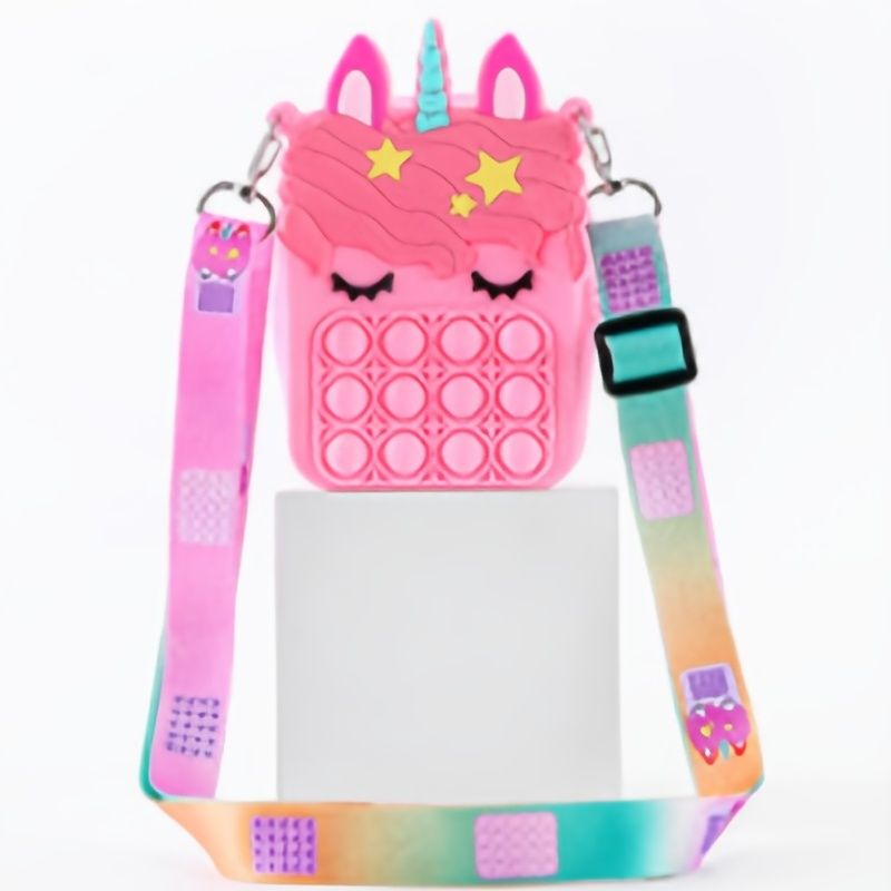 Pop It-pung Til Piger Unicorn Push Bubble Fidget Legetøj Crossbody-tasker Pop Sanselegetøj Til Børn