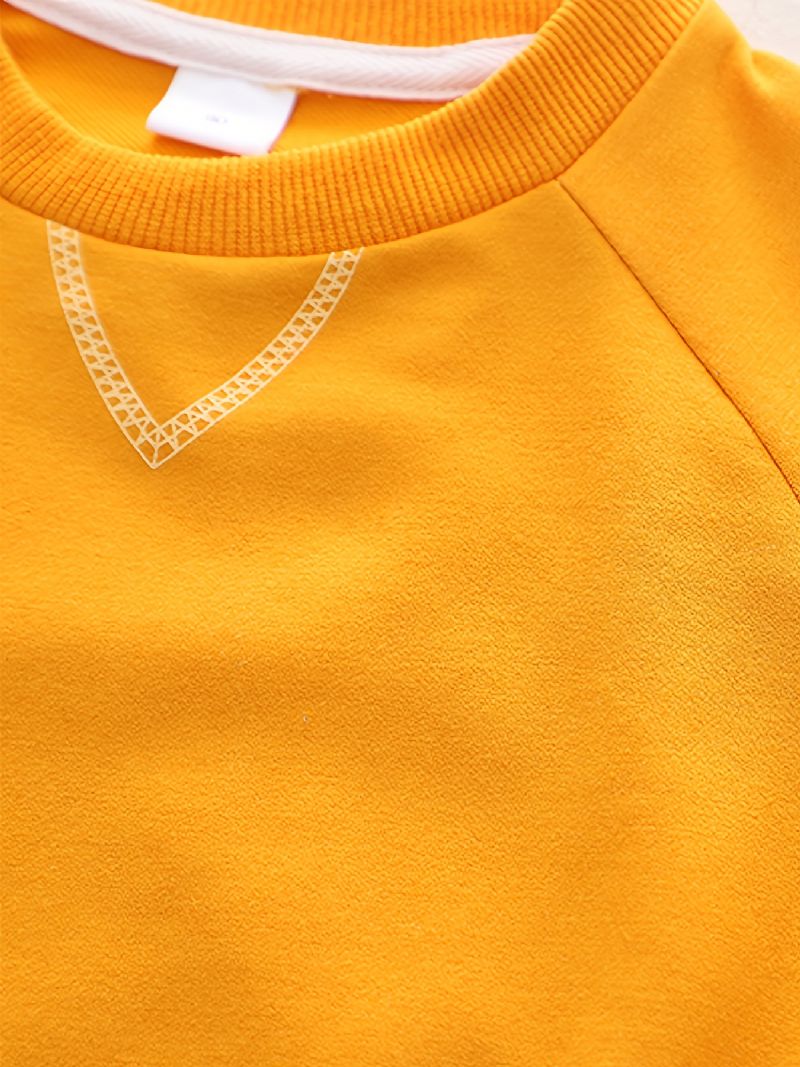2 Stk Baby Drenge Ensfarvet Pullover Rundhalset Langærmet Sweatshirt & Bukser Børnetøj