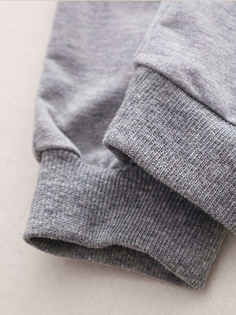 2 Stk Baby Drenge Ensfarvet Pullover Rundhalset Langærmet Sweatshirt & Bukser Børnetøj