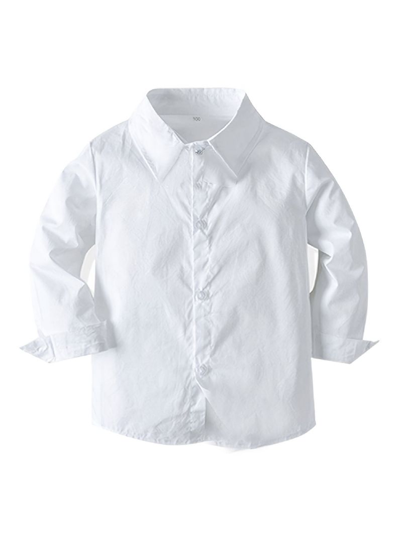 2 Stk Drenge Herre-outfits Med Langærmet Butterfly Hvid Skjorte & Kakibukser Til Præstation Fødselsdags Bryllupsfest