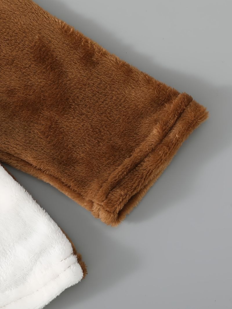 2 Stk Piger Casual Fleece Fluffy Søde Hættetrøjer & Bukser Til Vinter