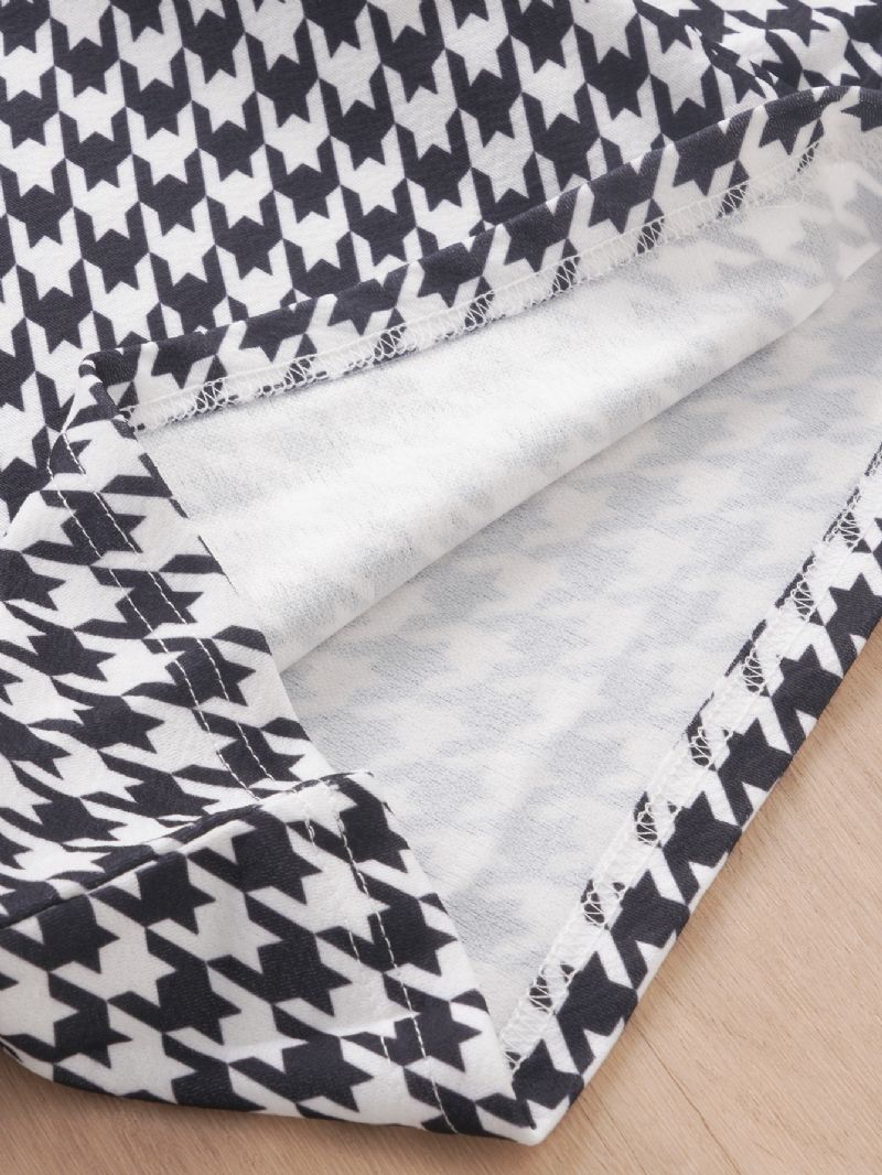 2 Stk Piger Langærmede Houndstooth Print Flare Sleeve Bukser