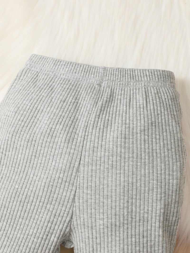 3 Stk Piger Søde Termisk Strikkede Slim Fit Blussede Bukser Til Vinter